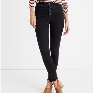 10" High Rise skinny jeans with button fly